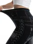 Women's Stretchy Faux Denim Jeans Leggings High Waist Tummy Control Pencil Pants