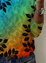 Women's Leaf Long Sleeve Floral Tee T-shirt Crew Neck Casual Spring/Fall Top