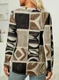 Women's Geometric Long Sleeve Blouse_ Spring/Fall Crew Neck Daily Casual Top