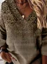 Women's V Neck Ombre Casual Spring/Fall Long Sleeve Sweatshirt