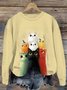 Women's Crew Neck Cat Casual Spring/Fall Cotton Long Sleeve Sweatshirt