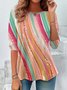 Women's Long Sleeve Tee T-shirt Spring/Fall Abstract Stripes Jersey Crew Neck Daily Going Out Casual Top