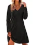 Women Sequin Long Sleeve Spring/Fall Dress V Neck Party Holiday Casual Midi H-Line Dress