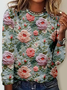Women's Floral Long Sleeve Tee T-shirt Crew Neck Casual Spring/Fall Top