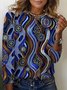 Women's Long Sleeve Tee T-shirt Spring/Fall Ethnic Jersey Crew Neck Daily Going Out Casual Top