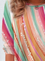 Women's Long Sleeve Tee T-shirt Spring/Fall Abstract Stripes Jersey Crew Neck Daily Going Out Casual Top