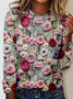 Women's Floral Long Sleeve Tee T-shirt Crew Neck Casual Spring/Fall Top