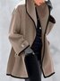 Women's Winter Outerwear Woolen Vintage Pocket Stitching Color Block Mid-long Hoodie Overcoat
