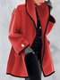 Women's Winter Outerwear Woolen Vintage Pocket Stitching Color Block Mid-long Hoodie Overcoat