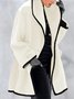 Women's Winter Outerwear Woolen Vintage Pocket Stitching Color Block Mid-long Hoodie Overcoat