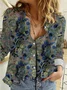 Women's Long Sleeve Shirt Spring/Fall Floral Shirt Collar Daily Going Out Casual Top