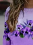 Women's Crew Neck Floral Casual Spring/Fall Long Sleeve Sweatshirt