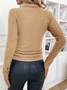 Women's Winter Plain Casual Long Sleeve Mock Neck Cotton Sweater