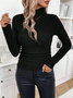 Women's Winter Plain Casual Long Sleeve Mock Neck Cotton Sweater