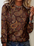 Women's Long Sleeve Tee T-shirt Spring/Fall Ethnic Jersey Crew Neck Daily Going Out Casual Top
