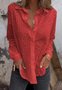 Women Plain Long Sleeve Shirt Spring/Fall Shawl Collar Daily Casual Top