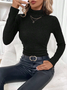 Women's Winter Plain Casual Long Sleeve Mock Neck Cotton Sweater