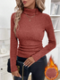Women's Winter Plain Casual Long Sleeve Mock Neck Cotton Sweater