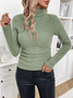 Women's Winter Plain Casual Long Sleeve Mock Neck Cotton Sweater