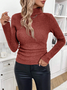 Women's Winter Plain Casual Long Sleeve Mock Neck Cotton Sweater