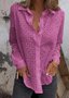 Women Plain Long Sleeve Shirt Spring/Fall Shawl Collar Daily Casual Top
