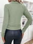 Women's Winter Plain Casual Long Sleeve Mock Neck Cotton Sweater