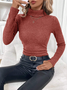 Women's Winter Plain Casual Long Sleeve Mock Neck Cotton Sweater