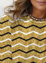 Women's Long Sleeve Tee T-shirt Spring/Fall Abstract Stripes Jersey Crew Neck Daily Going Out Casual Top