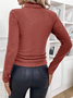 Women's Winter Plain Casual Long Sleeve Mock Neck Cotton Sweater