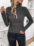Women's Winter Plain Casual Long Sleeve Mock Neck Cotton Sweater