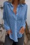 Women Plain Long Sleeve Shirt Spring/Fall Shawl Collar Daily Casual Top