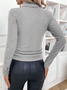 Women's Winter Plain Casual Long Sleeve Mock Neck Cotton Sweater