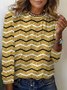 Women's Long Sleeve Tee T-shirt Spring/Fall Abstract Stripes Jersey Crew Neck Daily Going Out Casual Top