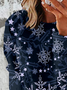 Women's Crew Neck Snowflake Casual Spring/Fall Cotton Long Sleeve Sweatshirt