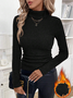 Women's Winter Plain Casual Long Sleeve Mock Neck Cotton Sweater