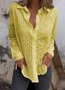 Women Plain Long Sleeve Shirt Spring/Fall Shawl Collar Daily Casual Top