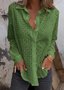 Women Plain Long Sleeve Shirt Spring/Fall Shawl Collar Daily Casual Top