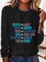 Women's Christmas Long Sleeve Blouse_ Spring/Fall Crew Neck Daily Casual Top