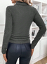 Women's Winter Plain Casual Long Sleeve Mock Neck Cotton Sweater