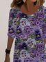 Women's Long Sleeve Spring/Fall Floral Jersey Dress Crew Neck Daily Going Out Casual Mini H-Line T-Shirt Dress