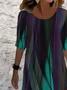 Women's Long Sleeve Spring/Fall Abstract Jersey Dress Crew Neck Daily Going Out Casual Mini H-Line T-Shirt Dress