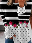 Women's Crew Neck Striped Casual Spring/Fall Long Sleeve Sweatshirt