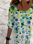 Women's Long Sleeve Spring/Fall Polka Dots Jersey Dress Crew Neck Daily Going Out Casual Mini H-Line T-Shirt Dress
