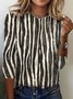 Women's Long Sleeve Tee T-shirt Spring/Fall Zebra Jersey Crew Neck Daily Going Out Casual Top