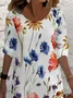 Women's Long Sleeve Spring/Fall Floral Jersey Dress Crew Neck Daily Going Out Casual Mini H-Line T-Shirt Dress