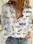 Women's Long Sleeve Shirt Spring/Fall Ethnic Shirt Collar Daily Going Out Casual Top