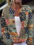 Women's Autumn Outerwear Casual Geometric Long Sleeve Crew Neck Jacket