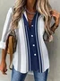 Women's Long Sleeve Shirt Spring/Fall Striped Shirt Collar Daily Going Out Casual Top