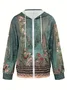 Women's Spring/Fall Outerwear Vintage 3D Printing Long Sleeve Hoodie Jacket