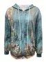 Women's Spring/Fall Outerwear Vintage 3D Printing Long Sleeve Hoodie Jacket